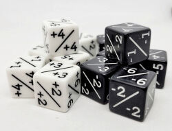 Würfelset Opaque D6: Counter Dice +/- Black/White