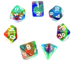 Würfelset Transparent: Rainbow Storm