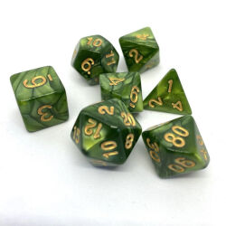 Würfelset Pearl: Mossgreen/Gold
