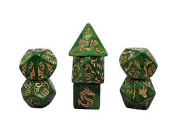 Würfelset Mehrfarbig: Dragon (Grün/Gold)