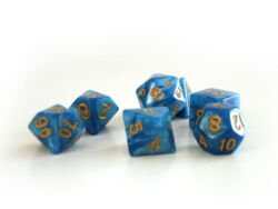 Würfelset Pearl: Azur/Gold