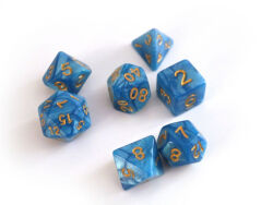 Würfelset Pearl: Azur/Gold